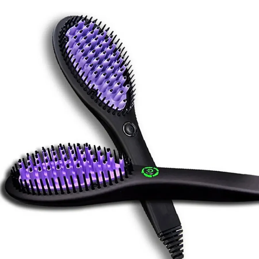 Hair Straightener Brush Ceramic Fast Straightening Heating
