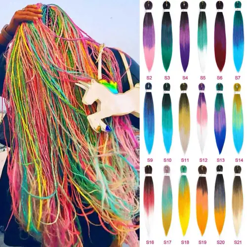 Colorful Pre Stretched Braiding Hair Ombre Synthetic Braids