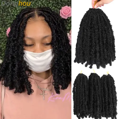 12 inches Real Butterfly Locs Crochet Hair Naturel 1B 613