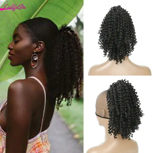 Afro Kinky Curly Ponytail Hair Extensions Drawstring Afro