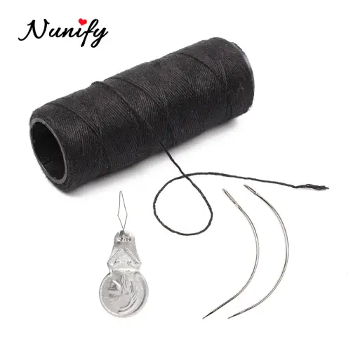 Nunify 4Pcs/Set Cotton Black Thread Sharp C-Curve Wig