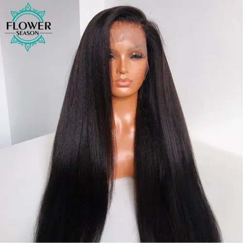 Yaki Human Hair Wigs 250Density Light Yaki Straight 13x6 Lace