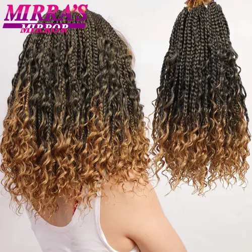 Synthetic Box Braids Crochet Hair With Curly End 14 Inch