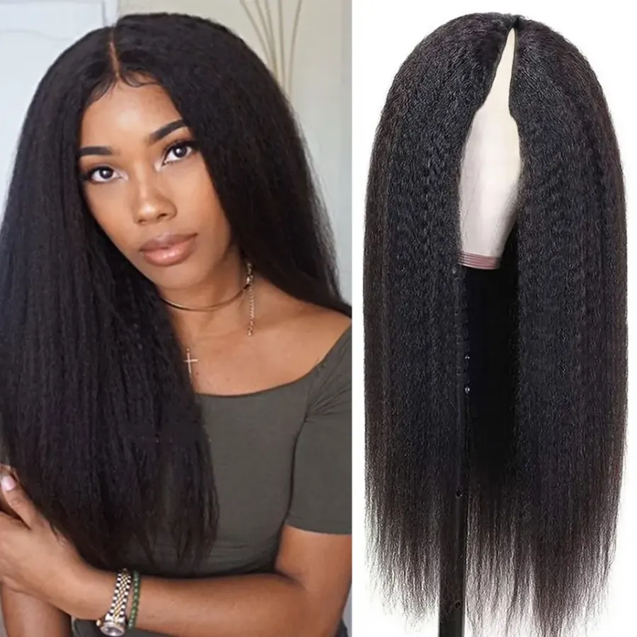 Kinky Straight U V Part Wig Human Hair No Leave Out U Part