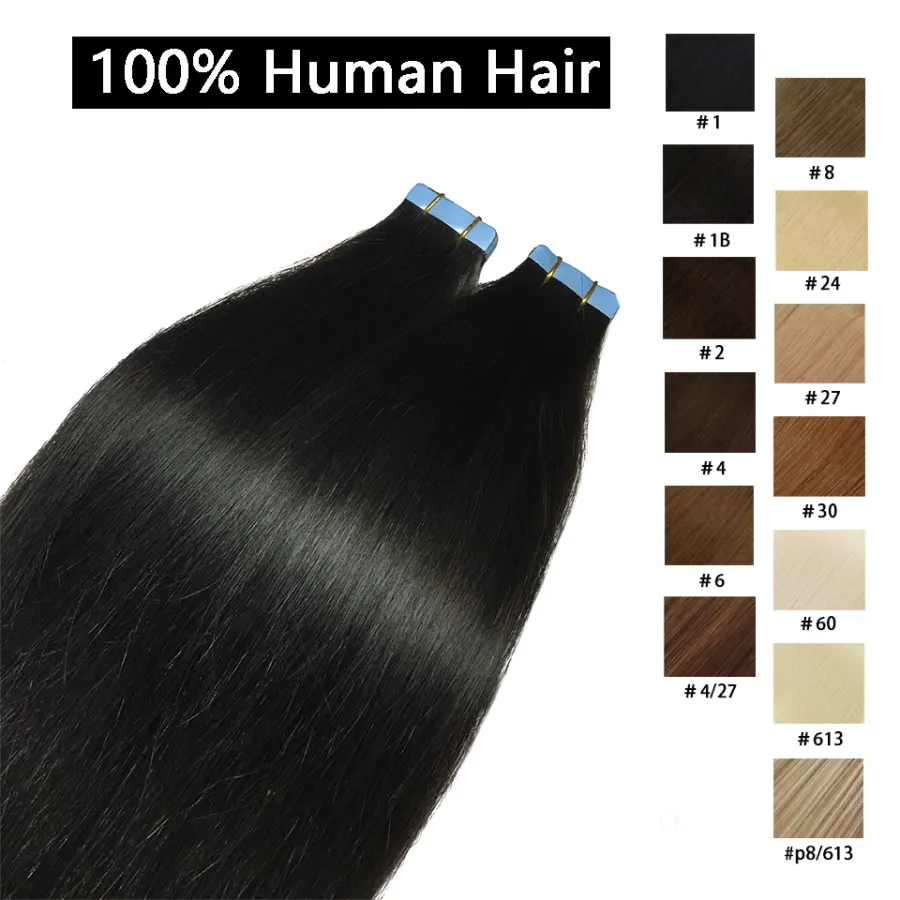 Tape In Straight Human Hair Extensions Brazilian Hair