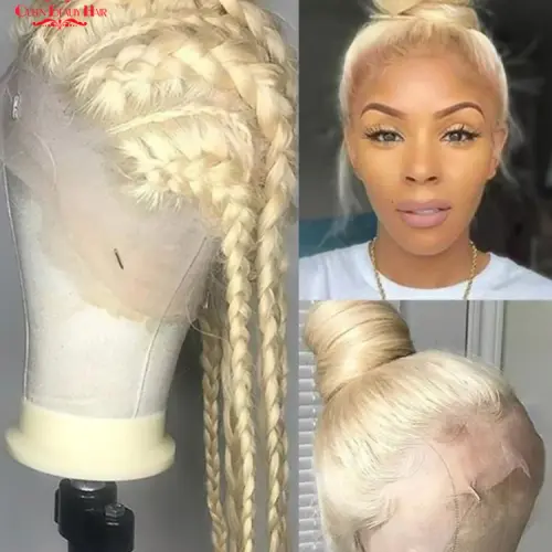 360 Full Lace Wig Human Hair Pre Plucked 613 Blonde Colored