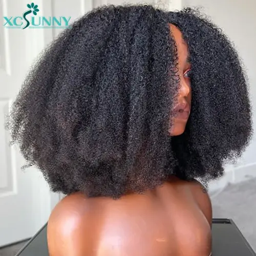 V Part Wig Human Hair Afro Kinky Curly Vpart Wig No Leave Out