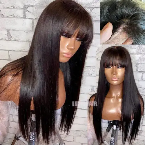 Wig With Bangs 5x4.5 Silk Top Full Lace Wig With Front Bang