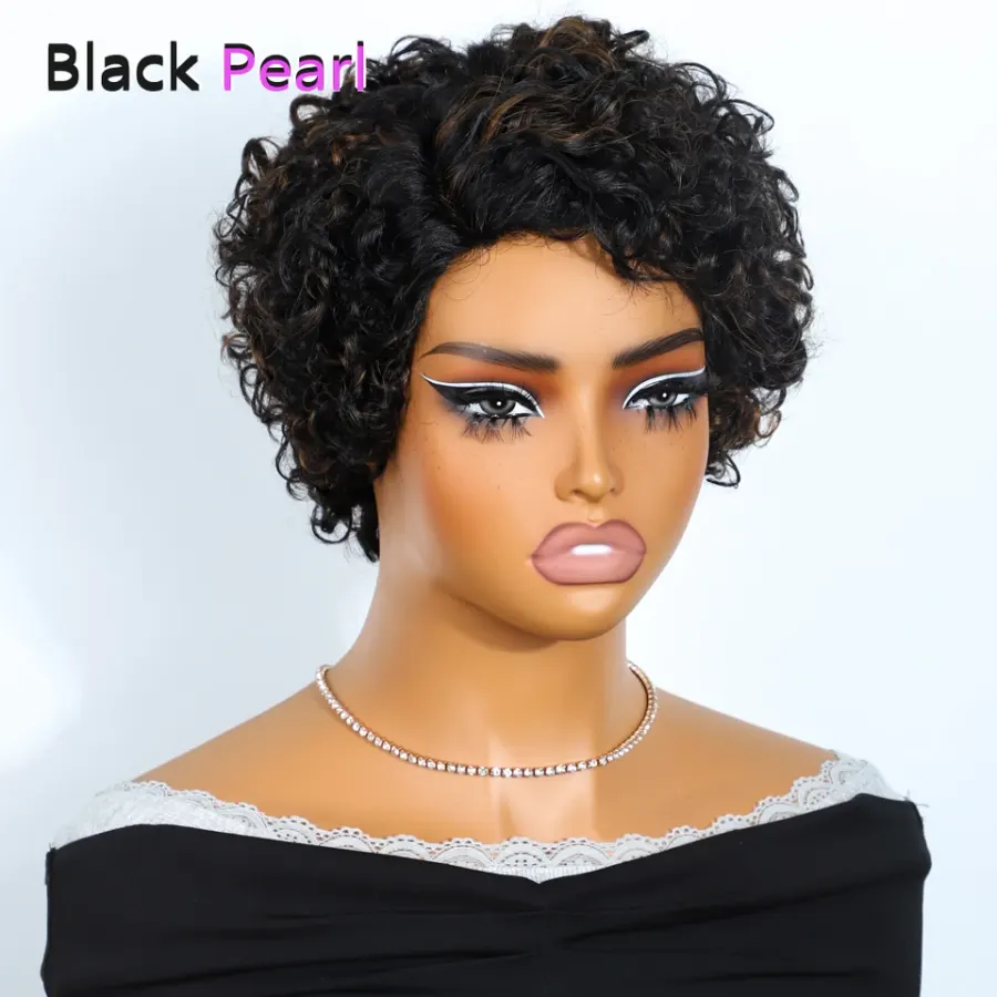 Jerry Curly Short Pixie Lace Front Human Hair Wigs HD Lace