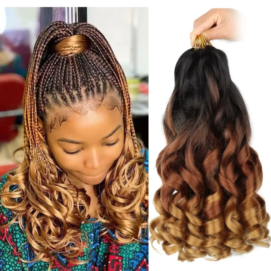 French Curl Braiding Hair 16 inch Pre Stretched Bouncy