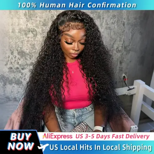 40 42 Inch Curly Lace Front Human Hair Wigs Pre Plucked