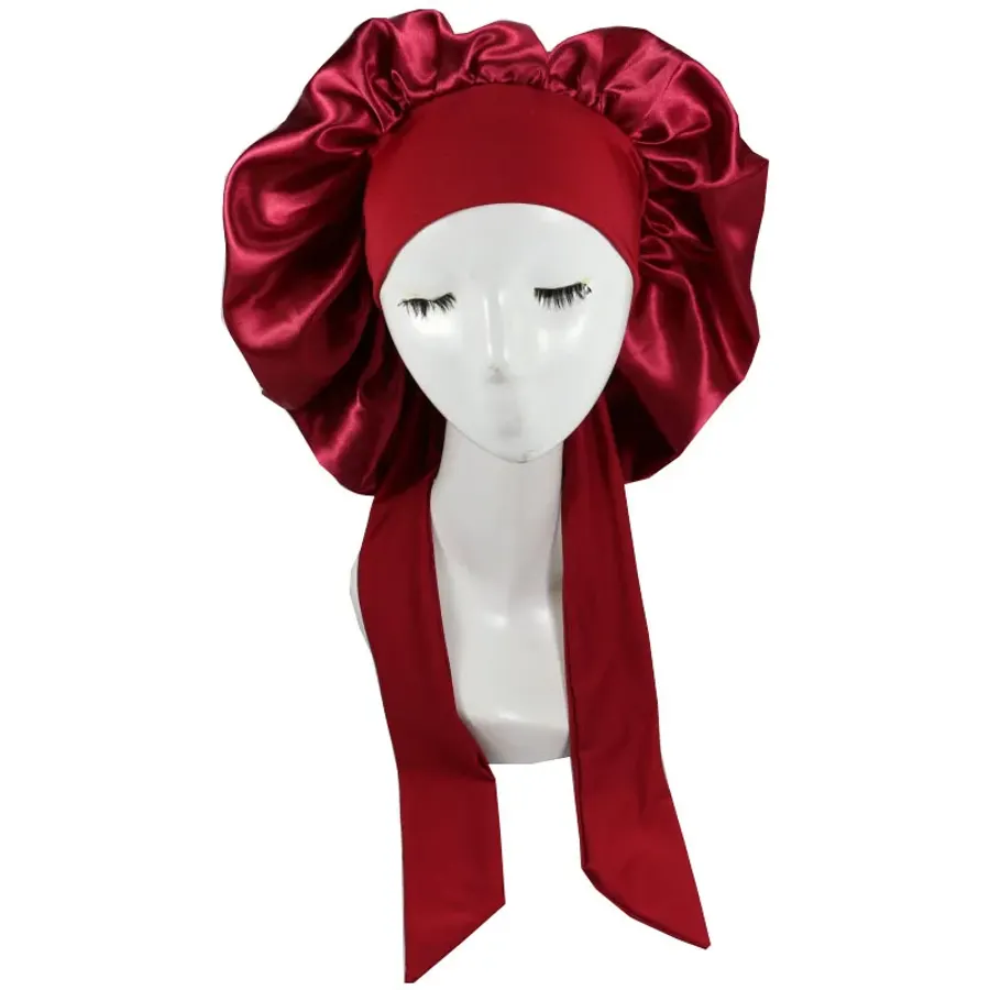 Women Satin Solid Sleeping Hat Night Sleep Cap Hair Care