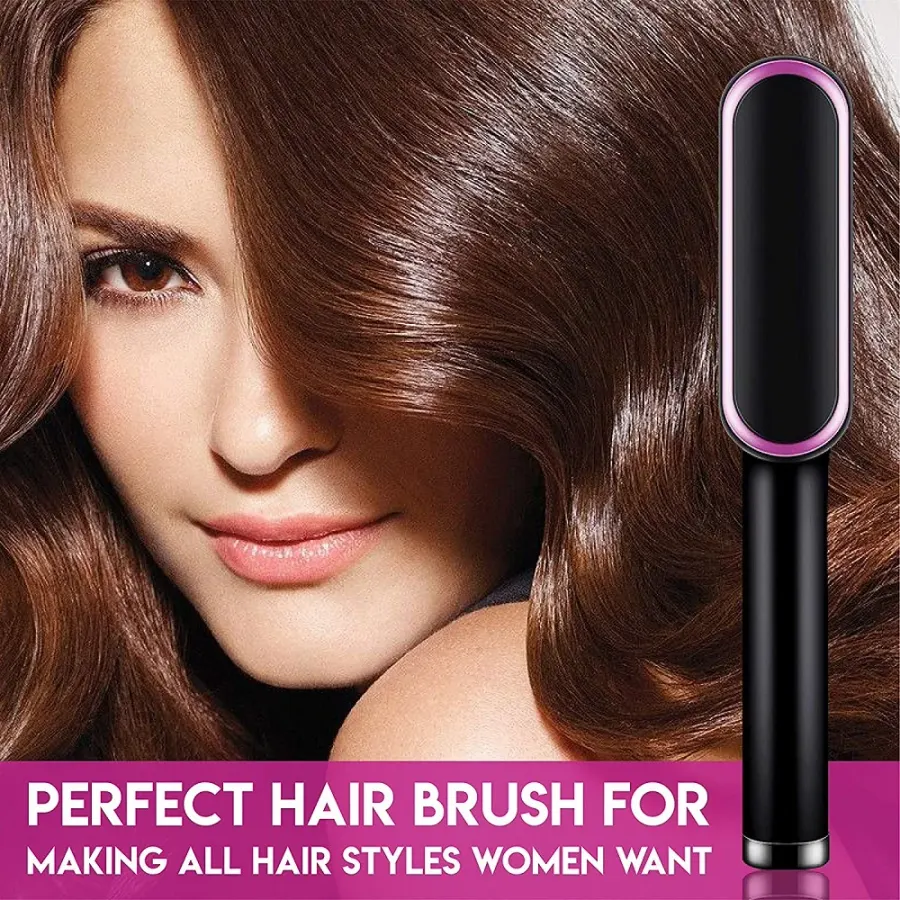 Hair Straightener Brush Hot Comb Ionic Straightening Brush