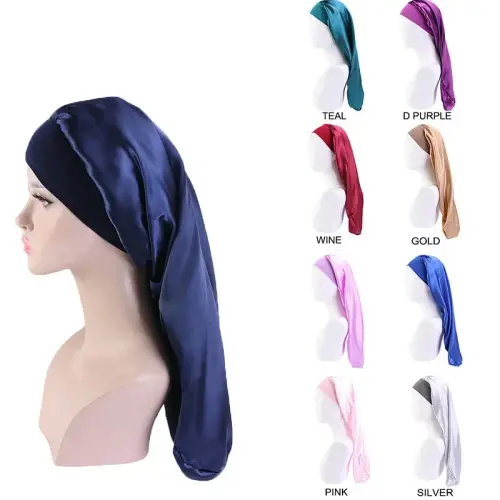 Long Satin Bonnet Sleep Cap Long Hair Care Bonnet Night Sleep