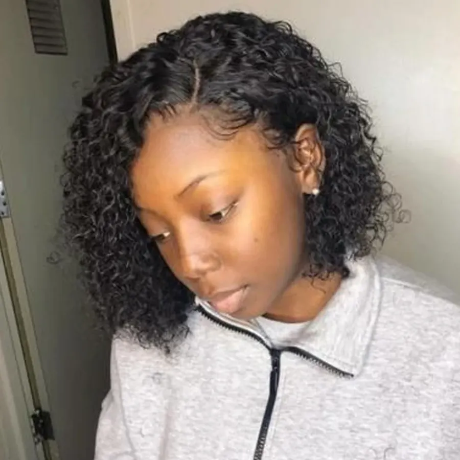 Glueless Bob Wig Kinky Curly Brazilian HD Lace Frontal Human