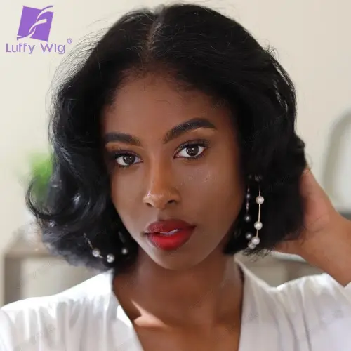 Pre Plucked HD Full Lace Wigs Brazilian Short Wavy Bob Wigs
