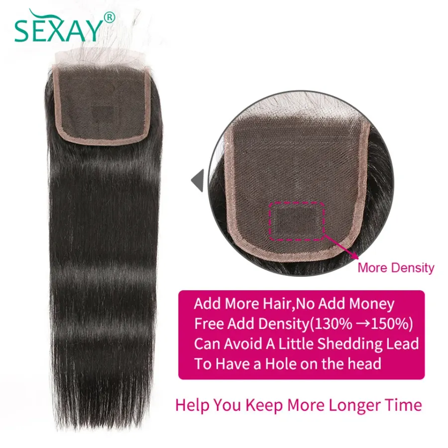 HD Transparent Lace Closure With Baby Hair 100% Brazilian