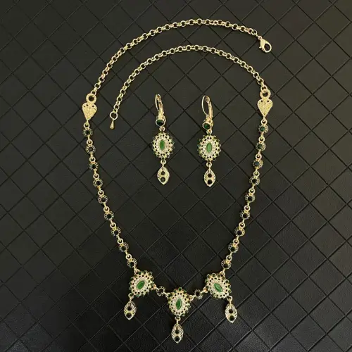 Algerian bridal fashion design head chain earrings set