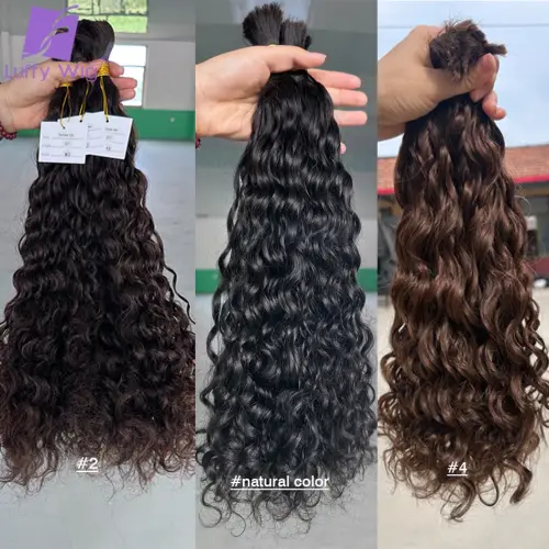 Human Hair Bulk for Braiding Water Wave Double Drawn Full End