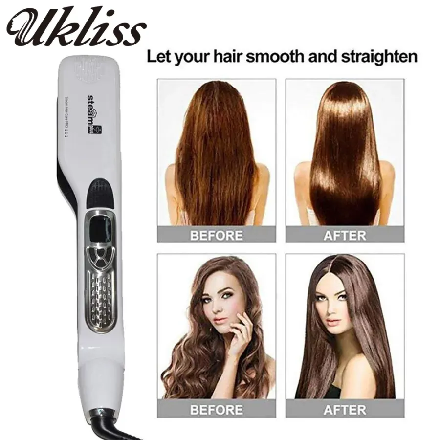 Professional Hair Straightener Steam Flat Iron Straightening