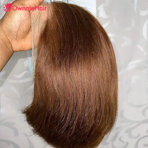 Glueless 4# Brown Human Hair Bob Wigs 6x5 HD Lace Frontal Wig
