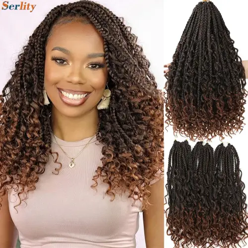 1-8 Packs Boho Box Braids Crochet Hair Pre Looped 14 18 Inch