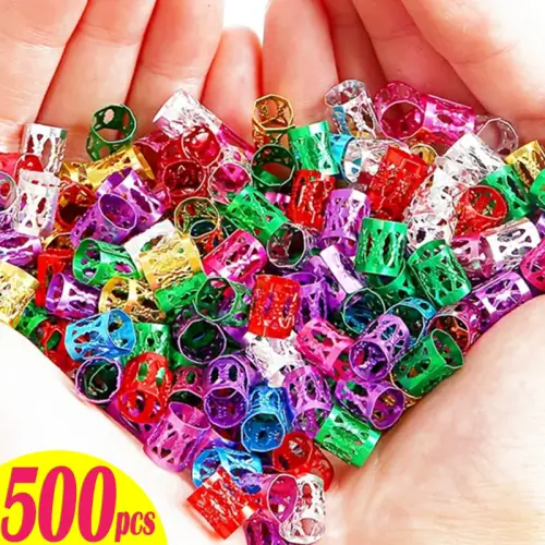 100/500pcs Gold Silver Dreadlock Hair Rings Adjustable Cuff