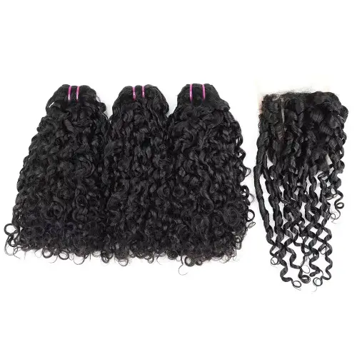 Pixie Curl Hair Bundles with Closure Deep Curly Hair