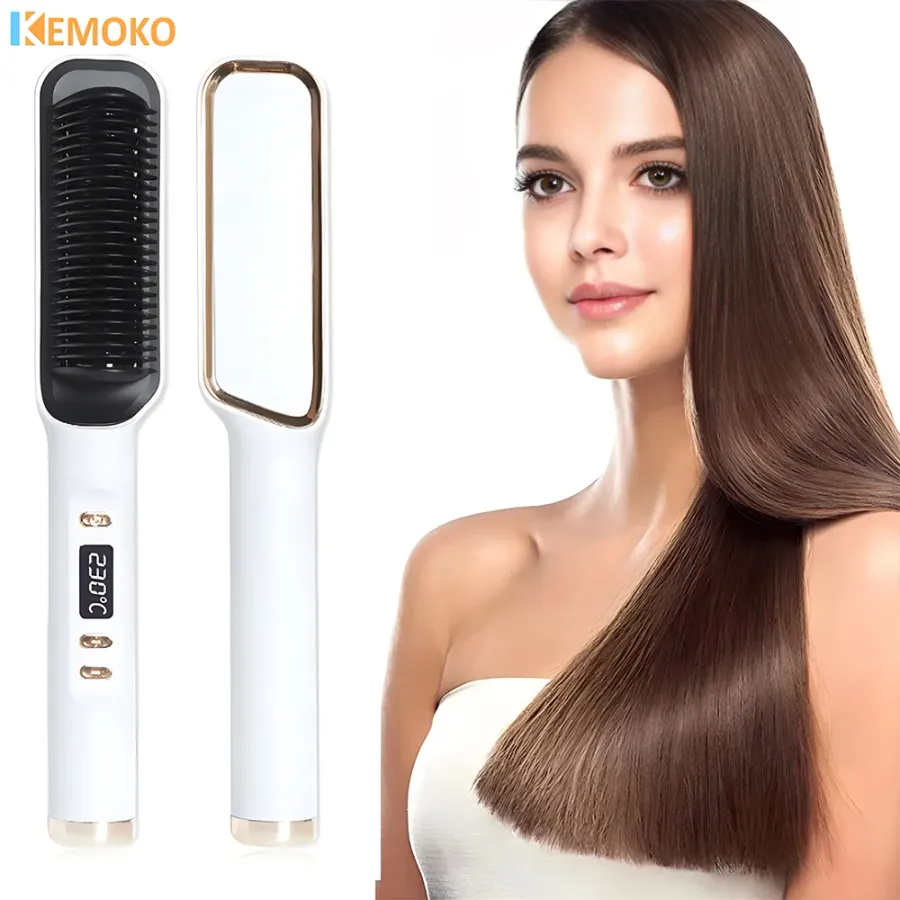 Hair Straightener Brush Heating Hot Comb Straightener