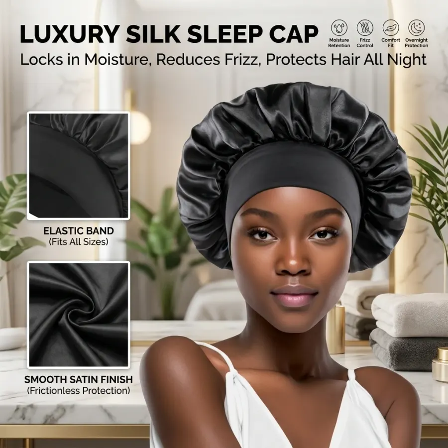 Large Satin Bonnet, Silk Bonnet Hair Wrap for Sleeping
