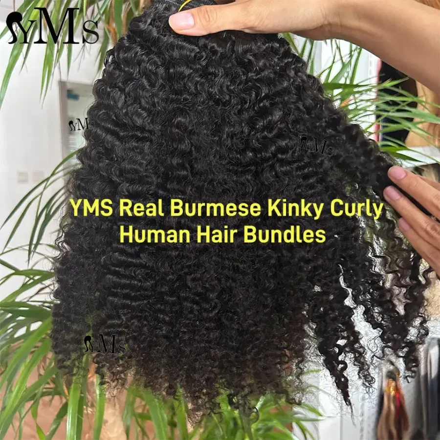 Burmese Kinky Curly Human Hair Bundles Deals YMS Vietnamese