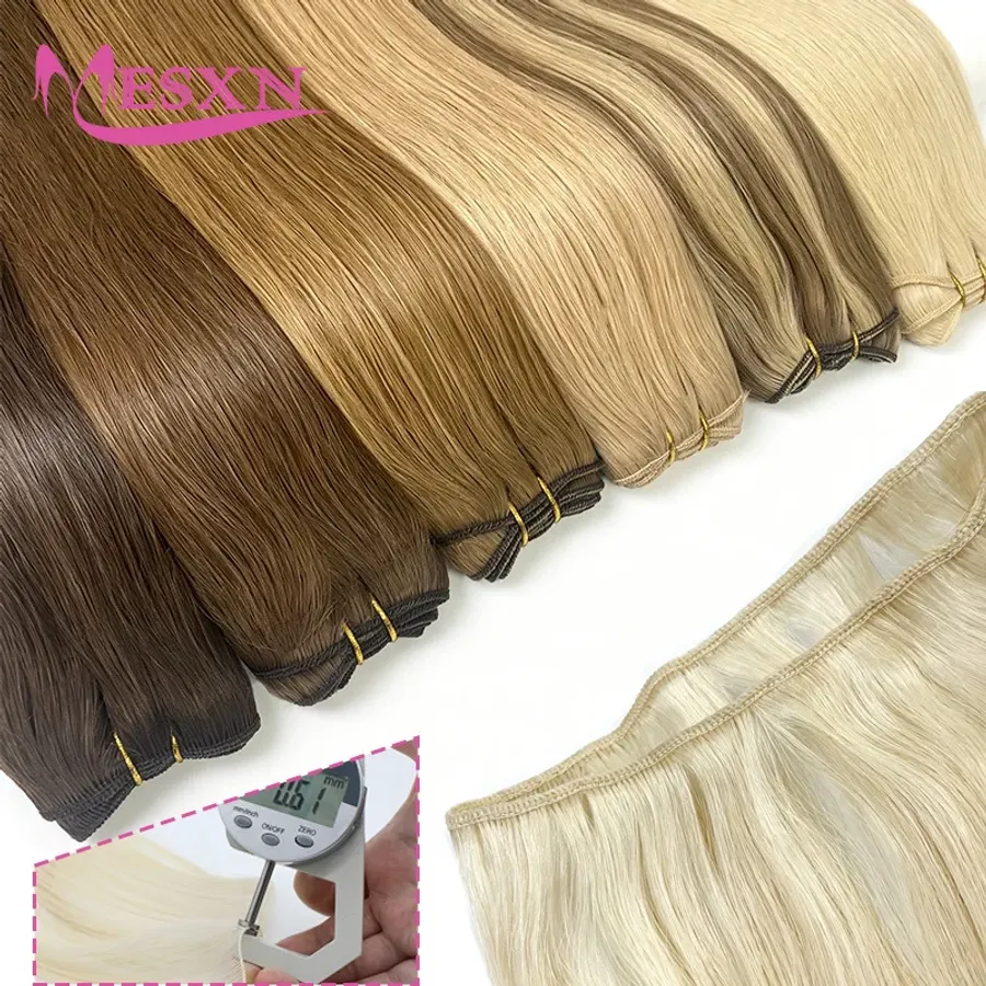 Human Hair Weft Extensions Hair Bundles Brown Blonde Color