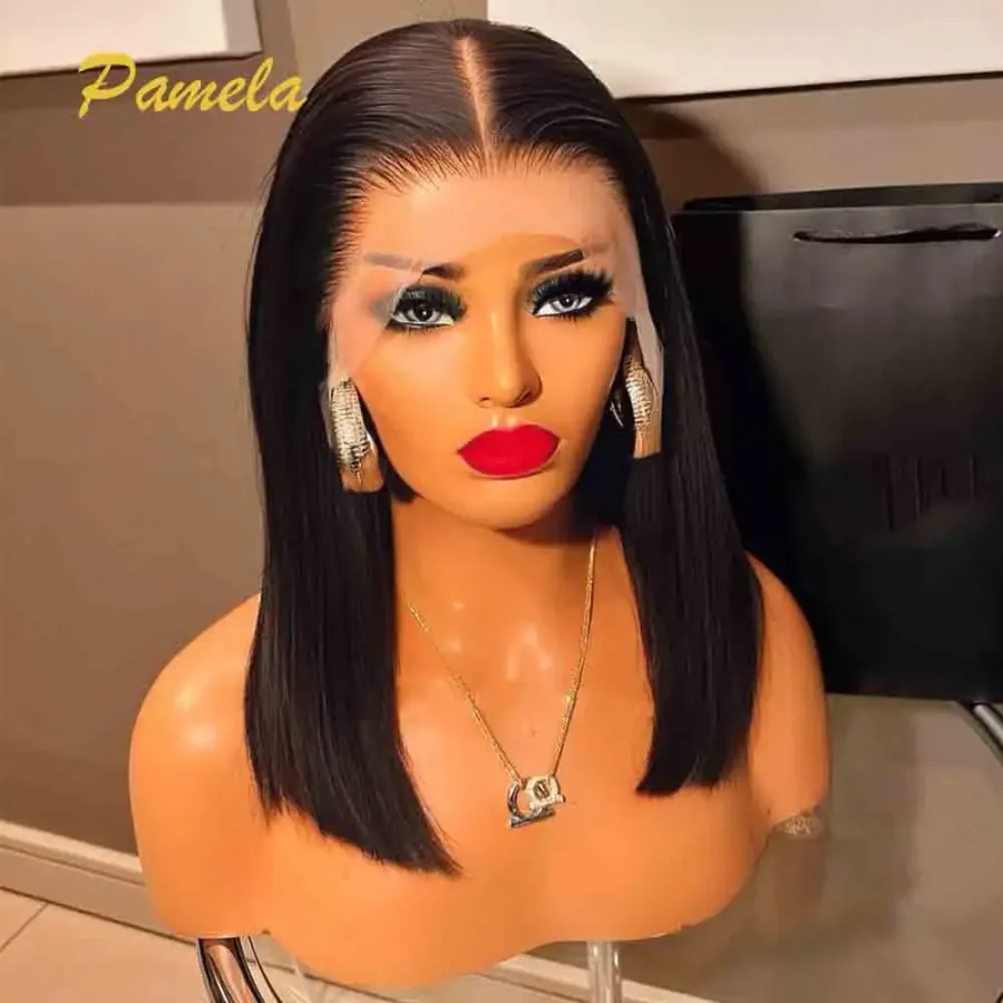 Bleached Knots Bone Straight Wig Human Hair Ready To Go Short