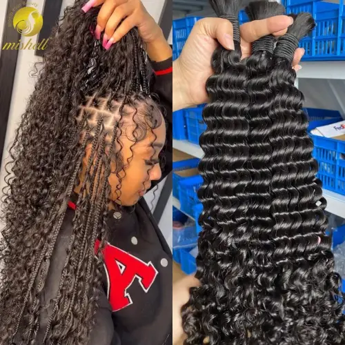 Natural Human Braiding Hair 26 28 Inch Deep Water Wave Bulk