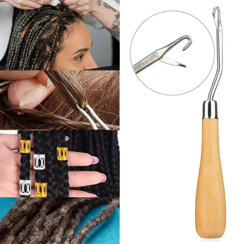1PC Latch Hook Crochet Needle Dreadlocks Wooden Knitting Hair
