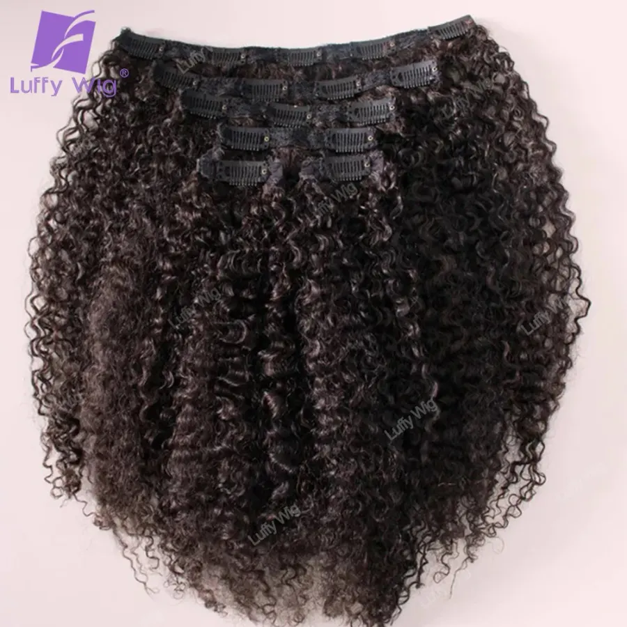 Seamless pu 3c 4a Afro Kinky Curly Clip in Human Hair