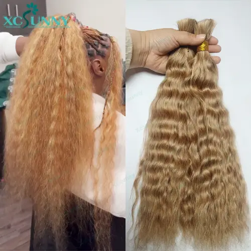 Braiding Human Hair Bulk 27 Blonde Wet And Wavy Curly Human