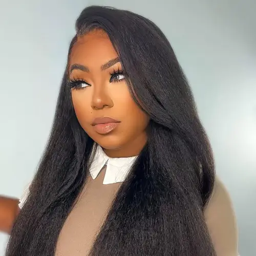 Yaki Straight Half Wig Kinky Straight Glueless Wigs Human