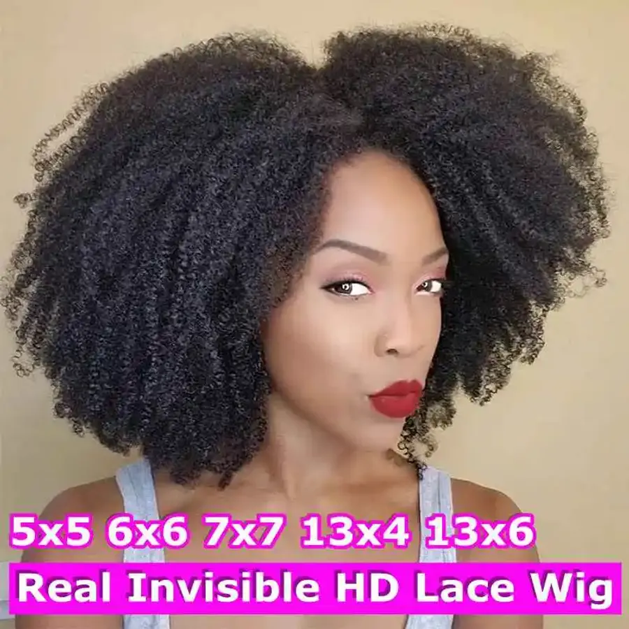 Invisible Melt Skins 7X7 HD Lace Closure Wigs 4B 4C Afro