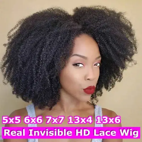 Invisible Melt Skins 7X7 HD Lace Closure Wigs 4B 4C Afro