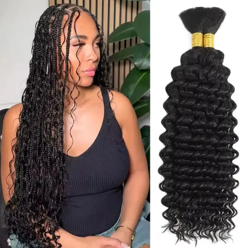 Human Braiding Hair Deep Wave Bulk Human Hair 100g No Weft