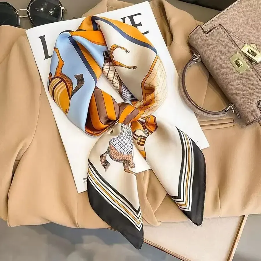 Luxury Silk Shawl Square Scarf Satin Fashion Wraps