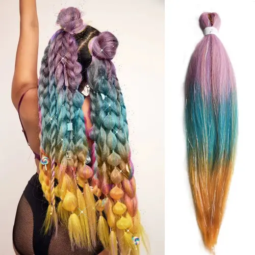 Pre Stretched Braiding hair Ez Braid Colorful Braiding Hair