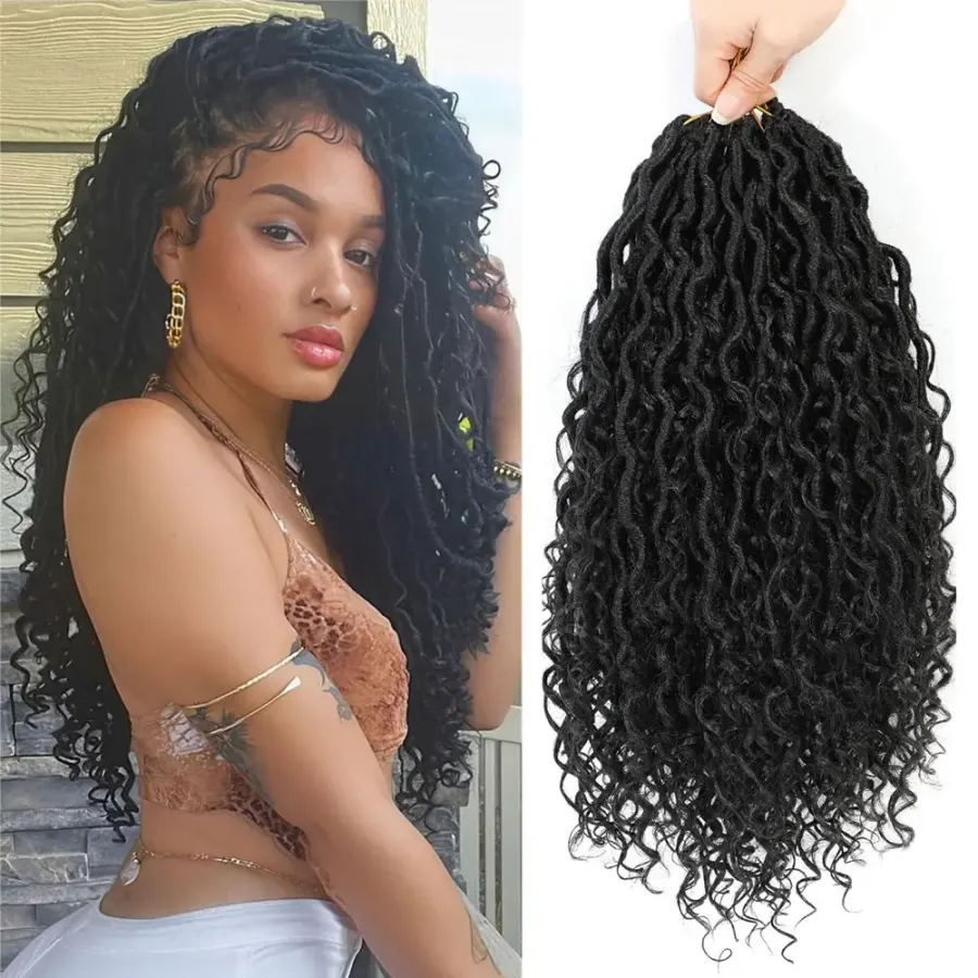 14"Faux Locs Crochet Hair 8Packs Pre Looped Goddess Locs
