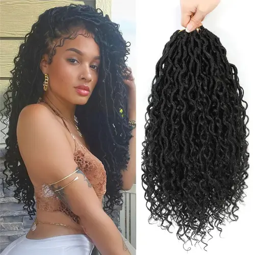 14"Faux Locs Crochet Hair 8Packs Pre Looped Goddess Locs