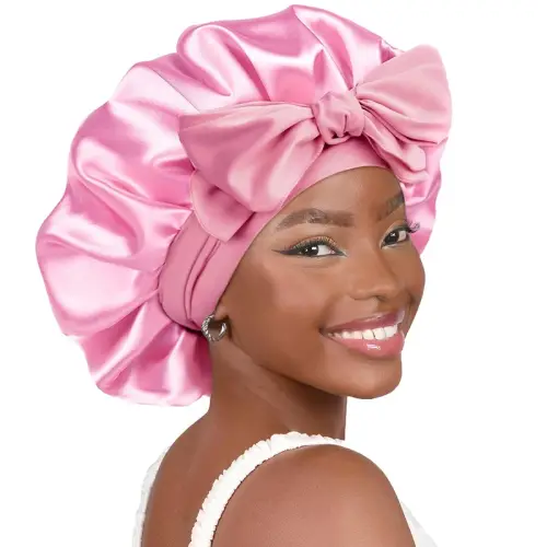 New Satin Solid Sleeping Hat With Stretchy Tie Band Elastic