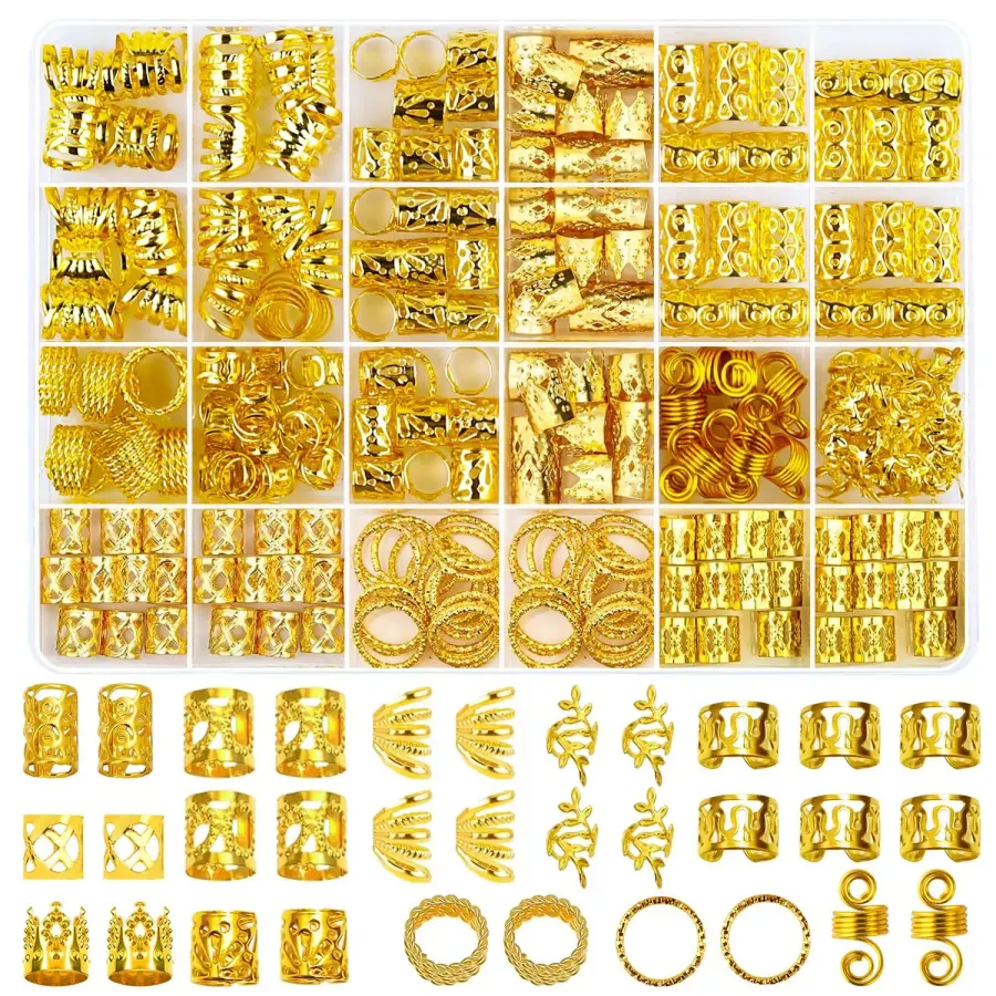 290Pcs Silver Gold Hair Beads Jewelry Braid Accessories Hair