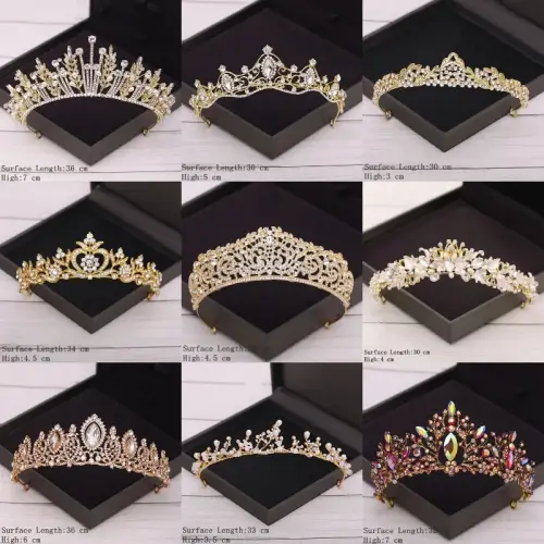 Bridal Crown Golden Wedding Hair Accessories Crystal