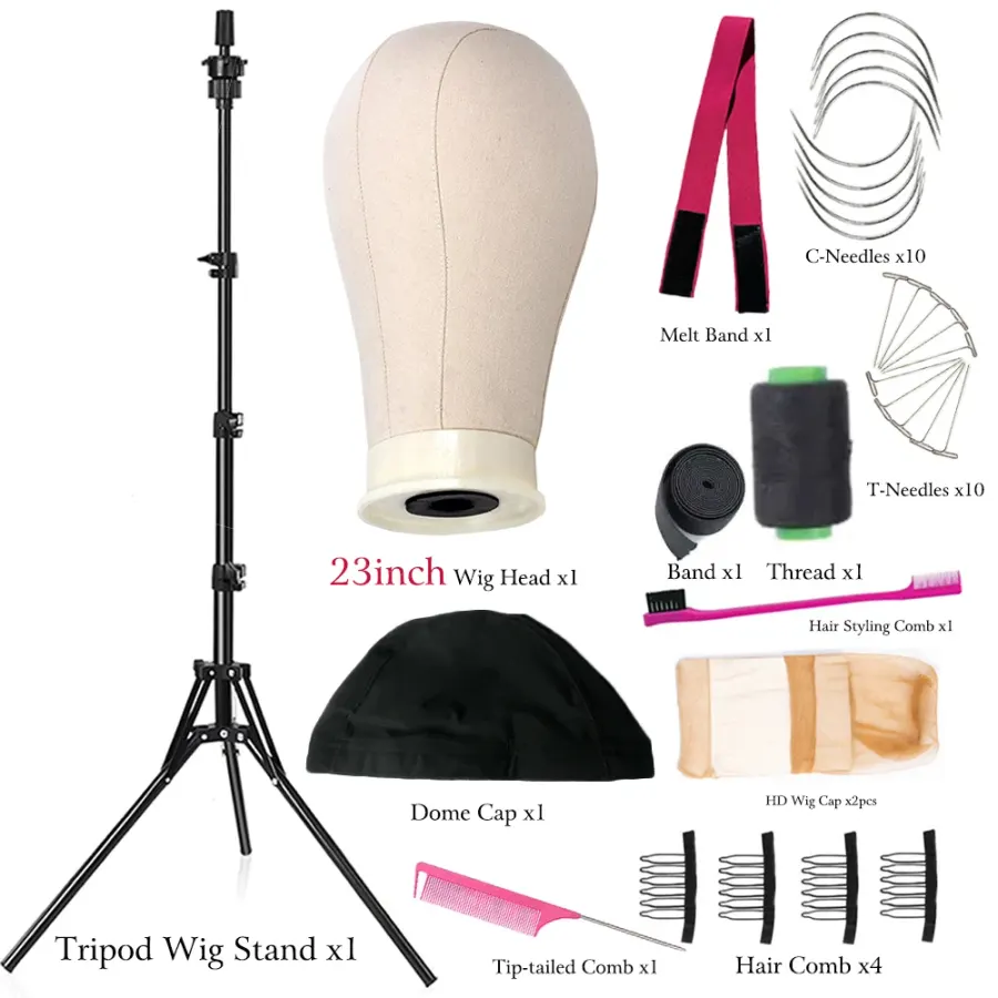 21-23inch Canvas Block Head Mannequin Wig Head Wig Stand