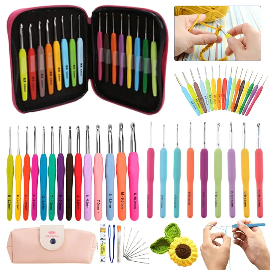 9/14/16PCS Crochet Hooks Kits with Storage Bag Soft Handle